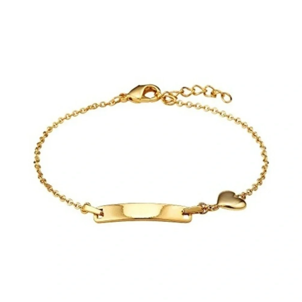 14k Gold Plated Baby ID Plain Heart Bracelet.